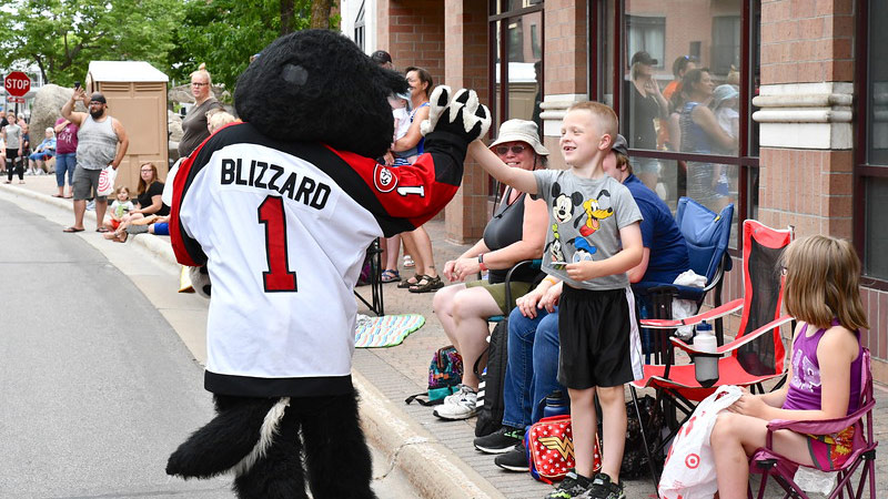 Blizzard mascot during a parade