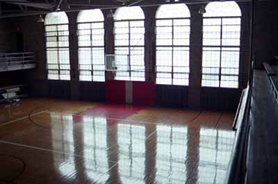 Eastman Hall gymnasium and east windows, January 1995