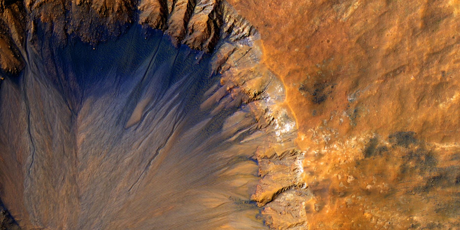 a large and deep crater