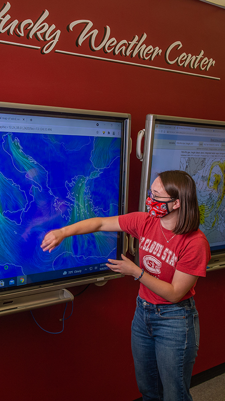 Student at Weather Center screen
