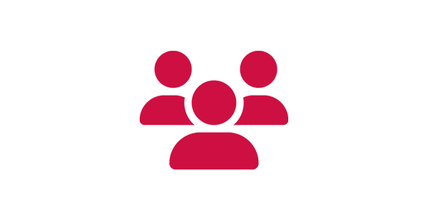Red icon of three people