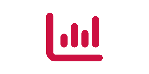 Red icon of bar graph