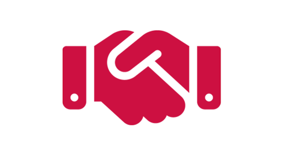 Red icon of handshake