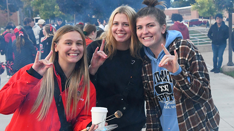 Students at bonfire