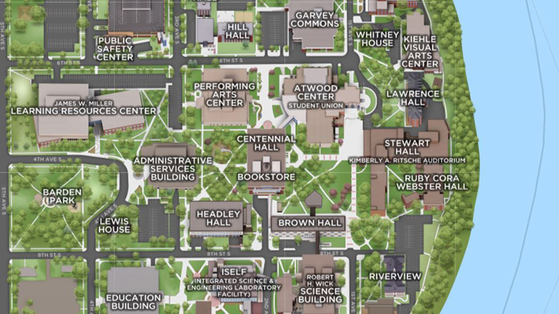 Screen shot of interactive campus map