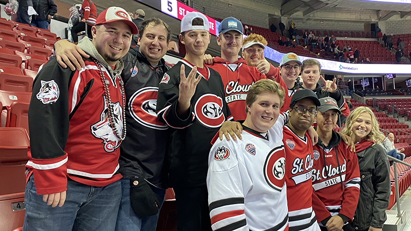 Students at hockey game