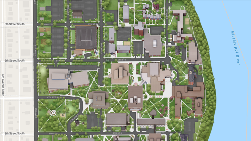 Screenshot of SCSU campus map