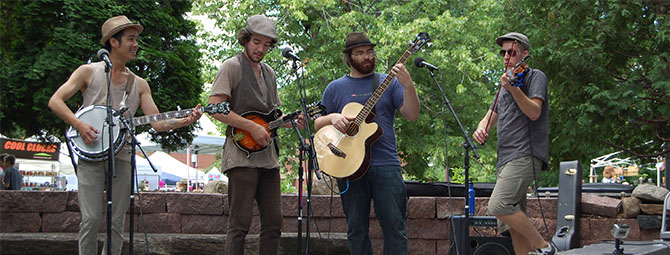 A student band performs in the World Commons at the 2011 Lemonade Art Fair