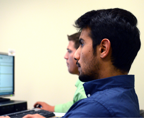 Student using a computer in the classroom