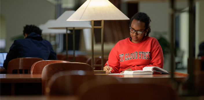 St. Cloud State University student in the James W. Miller Center