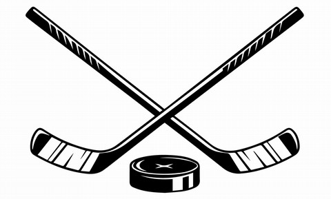 Hockey sticks and puck illustration