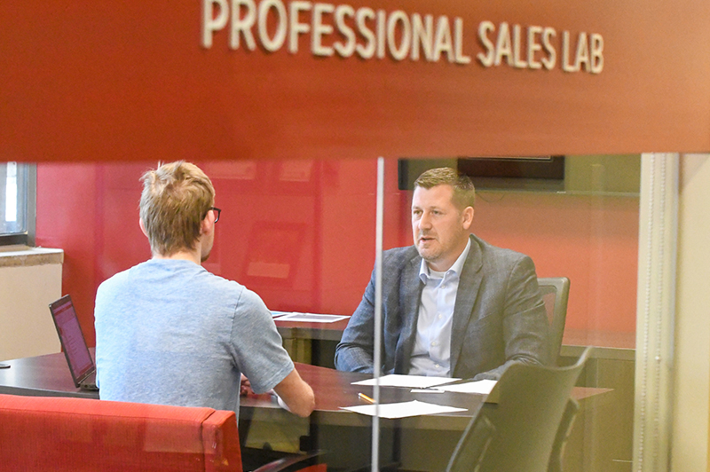 Students and advisors use the professional sales lab