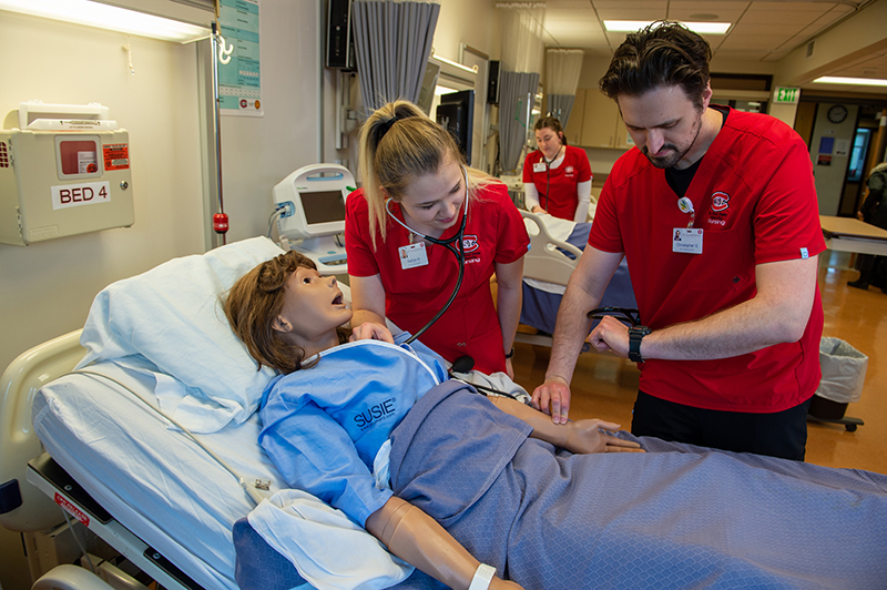 Students use the nursing simulation lab