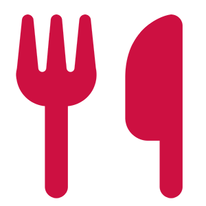 Red icon of fork and knife