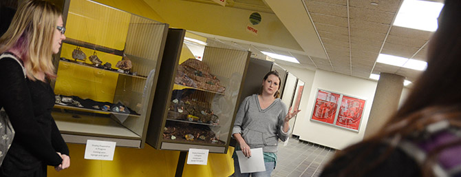 Students in Wick Science building