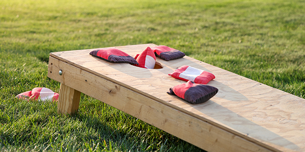 Bean bag toss board and bags