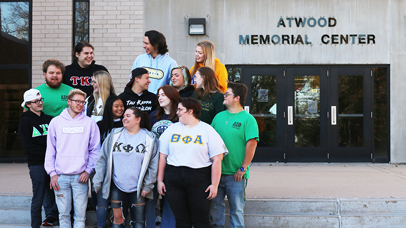 Greek students on steps of Atwood