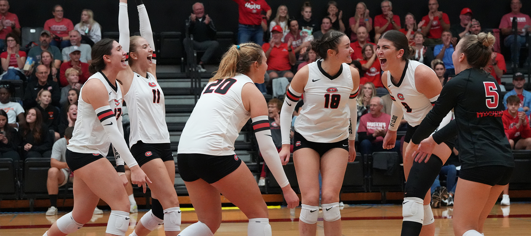 Volleyball game celebration