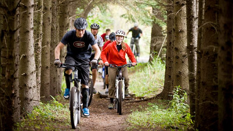 Biking in the woods