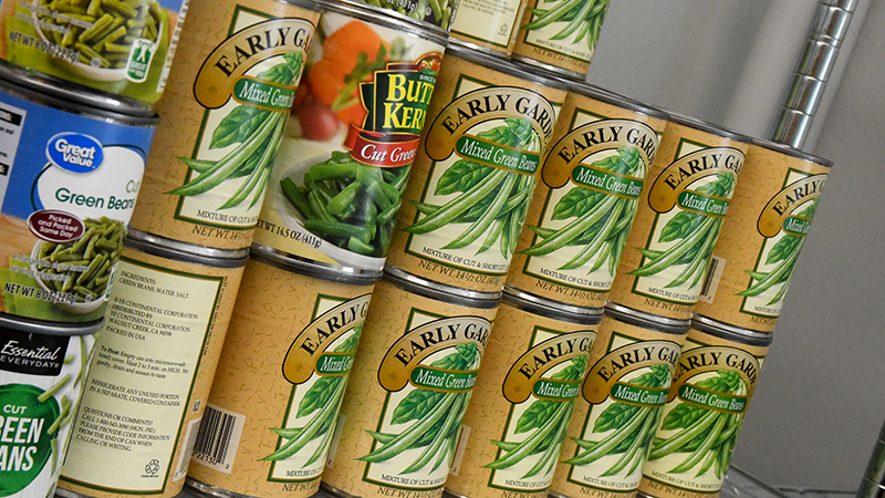 Canned goods on shelf