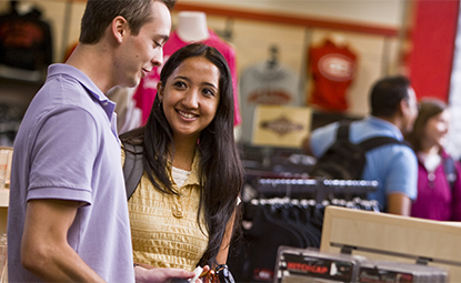 Students shop at the Husky Bookstore in Centennial Hall