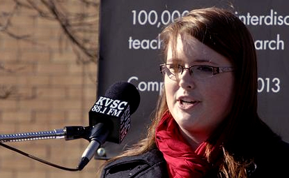 Samantha Ivey, former Student Government president, speaks at a groundbreaking event