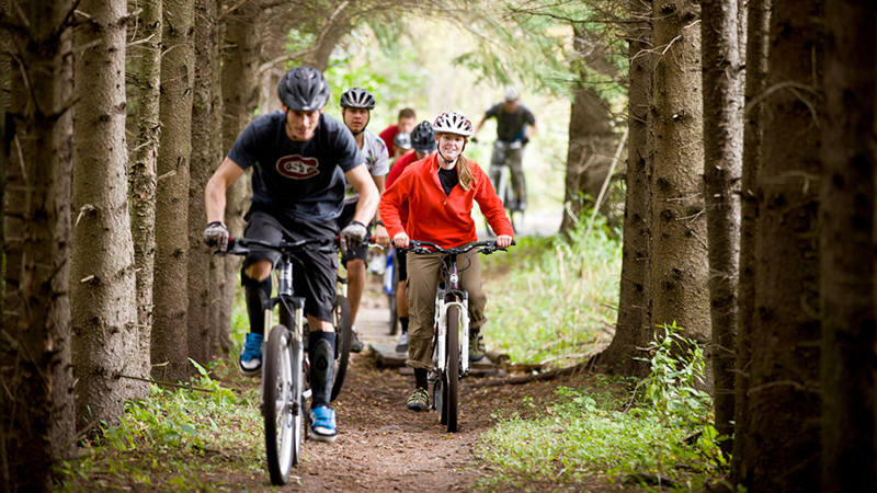 Biking on trail