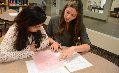 Career Center staff meeting with student