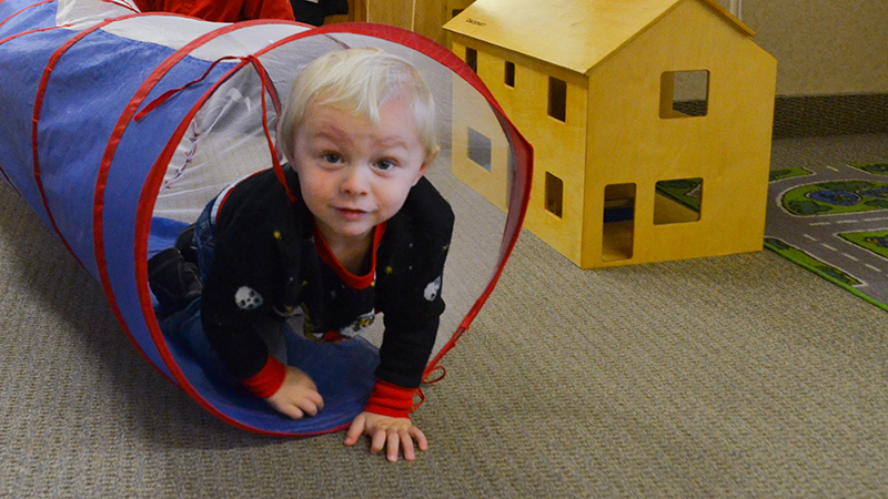 Toddler in Tunnel