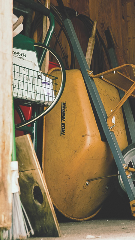 Garden supplies in shed