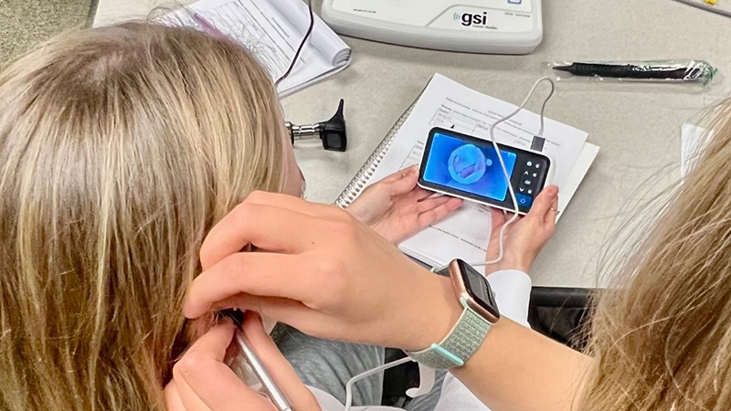 Ear camera in use