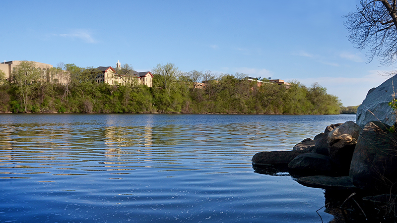 St. Cloud State University campus on the banks of the Mississippi River