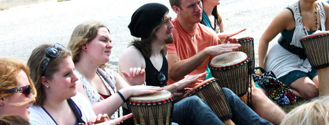 Group of students with drums