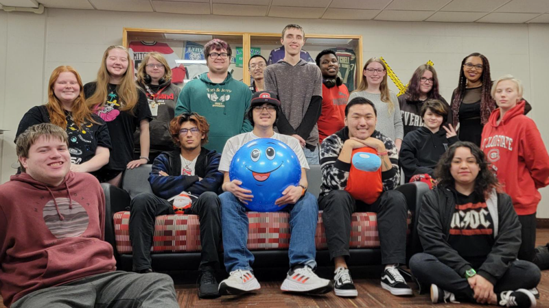 Group of students looking at camera