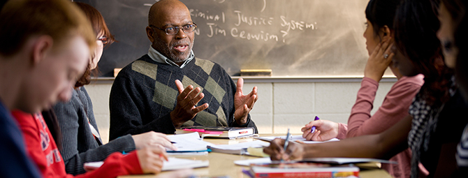 Dr. Robert Johnson teaching an Ethnic Studies class.