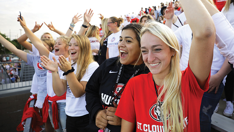 St. Cloud State University students at an athletic event