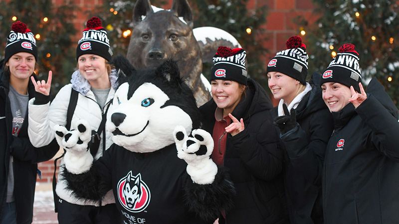 St. Cloud State student with Blizzard