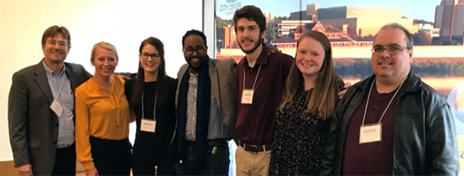 St. Cloud State history students and professor