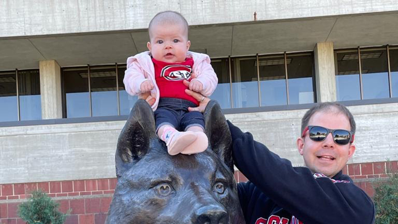 Baby on Husky statue