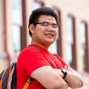 Student with backpack