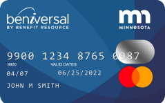 Image of a Beniversal prepaid mastercard