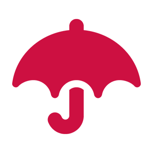 Red icon of umbrella