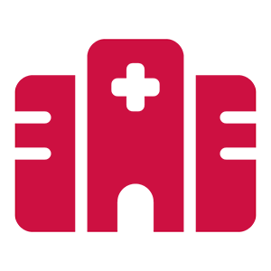 Red icon of hospital