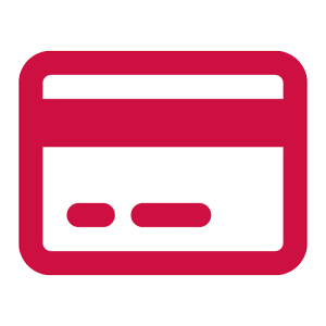 Red icon of a credit card