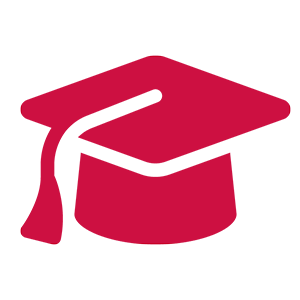 Red icon of a graduation cap