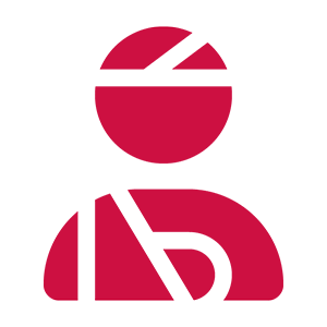 Red icon of a person bandaged up