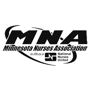 Logo of The Minnesota Nurses Association (MNA) in grayscale.