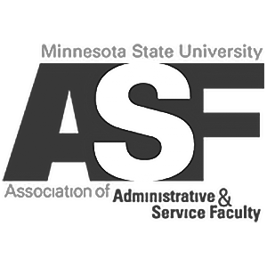 Logo for Minnesota State University Association of Administrative & Service Faculty (MSUAASF) in grayscale.