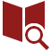 Open book with magnifying glass graphic