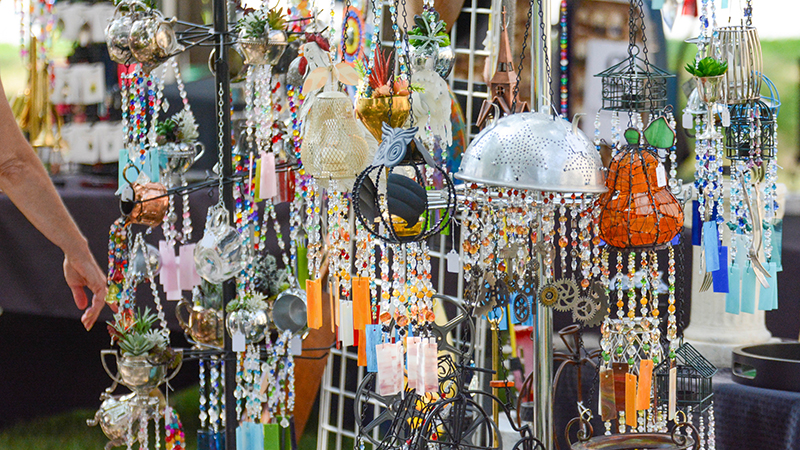 Display of handmade sun catchers